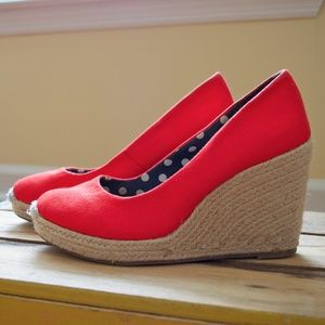 Merona Poppy Red Espadrille Wedges Sz 8